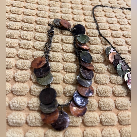 Pearlescent Disc Necklace and bracelet warm brown tones - Picture 4 of 5